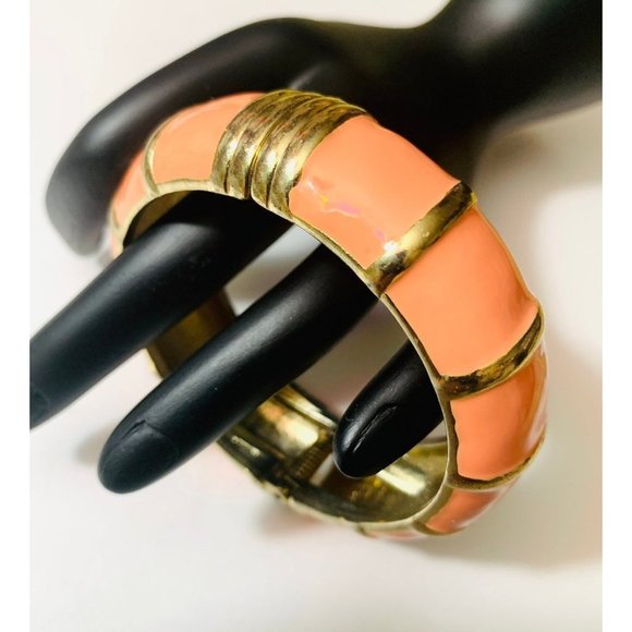 Boho Peach Enameled Bangle Bracelet - Picture 1 of 6